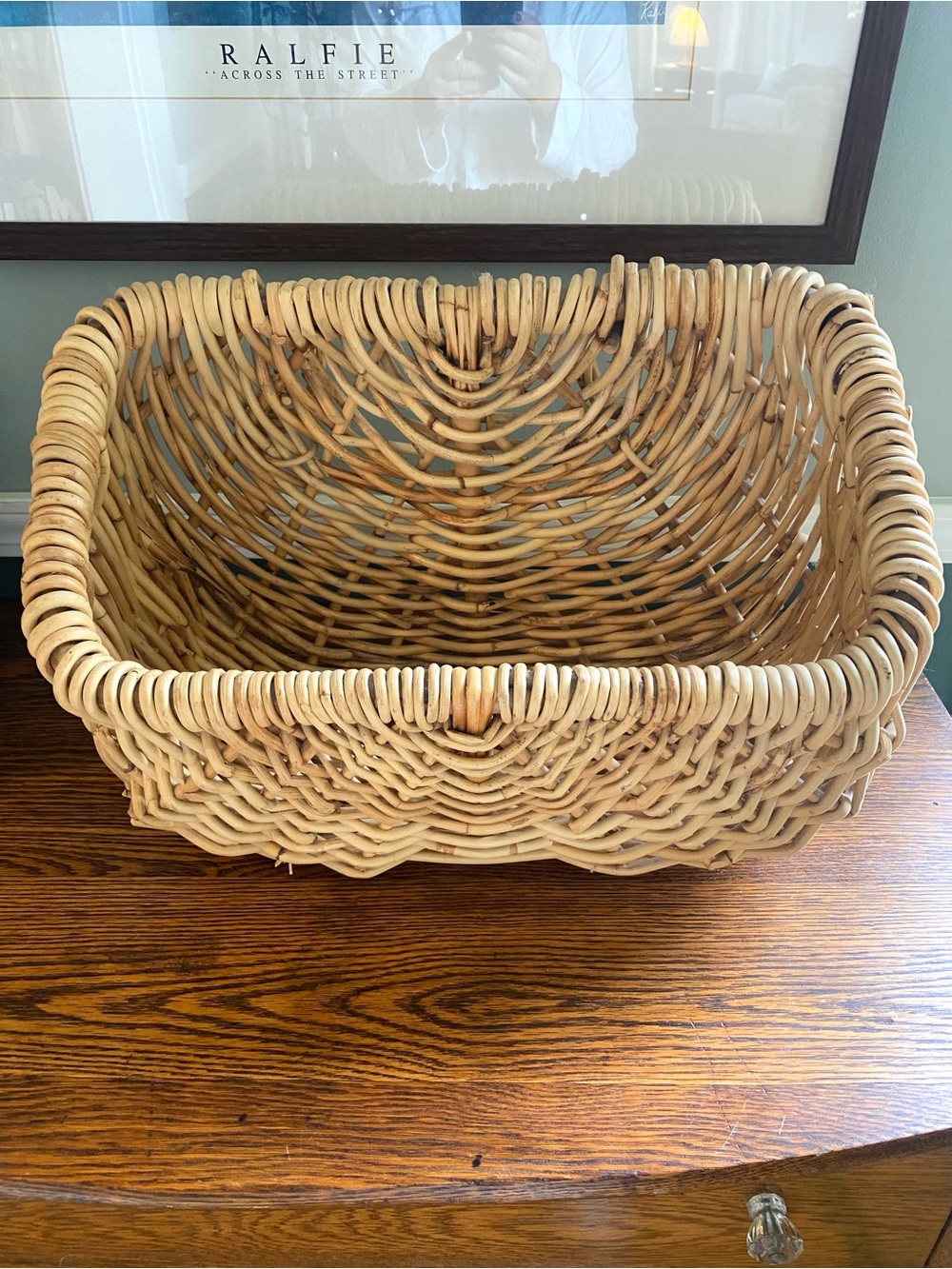Vintage Large Thick Woven Wicker Wall Basket Farmhouse Country Cottagecore